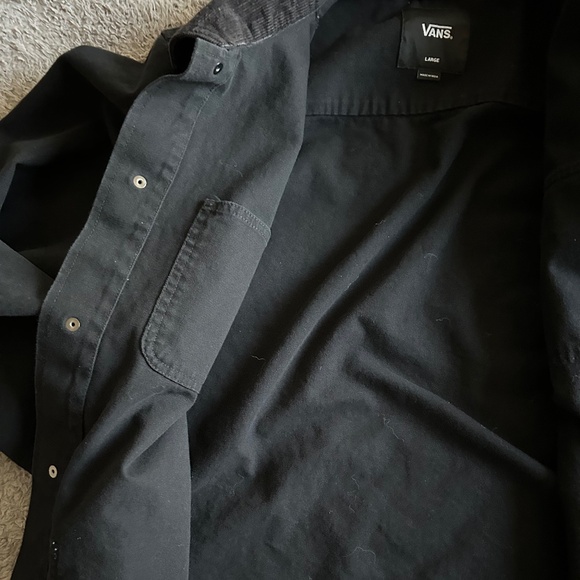 VANS Off the Wall Drill Chore Coat Shirt Jacket Corduroy collar BLACK Mens Large - Picture 6 of 6